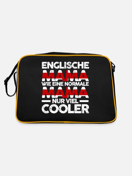 Engländerin Englandische Mama England Mutter Polsk - Retro Tasche - Schwarz/Gold - Hinten