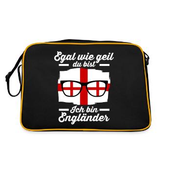 Engländer Englisches England - Retro Tasche - Schwarz/Gold - Hinten