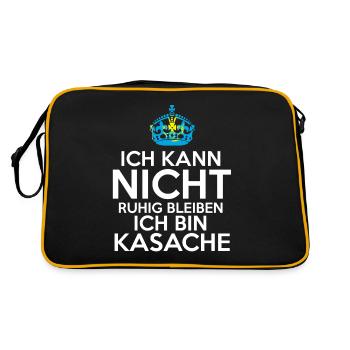 Kasachstan Kasache Kasachisches - Retro Tasche - Schwarz/Gold - Hinten