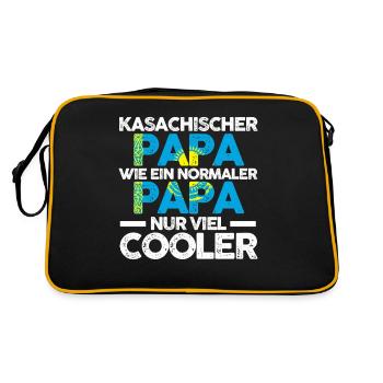 Kasachstanischer Papa Vater Kasache Kasachstan - Retro Tasche - Schwarz/Gold - Hinten