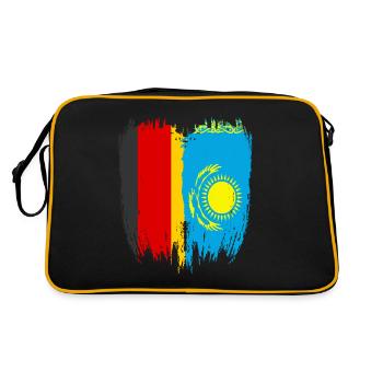 Deutschland Flagge Kasachstan - Retro Tasche - Schwarz/Gold - Hinten