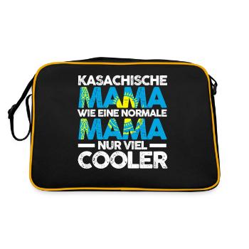 Kasachin Kasachstanische Mama Kasachstan Mutter Po - Retro Tasche - Schwarz/Gold - Hinten