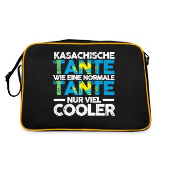 Kasachin Tante Kasachstan - Retro Tasche - Schwarz/Gold - Hinten
