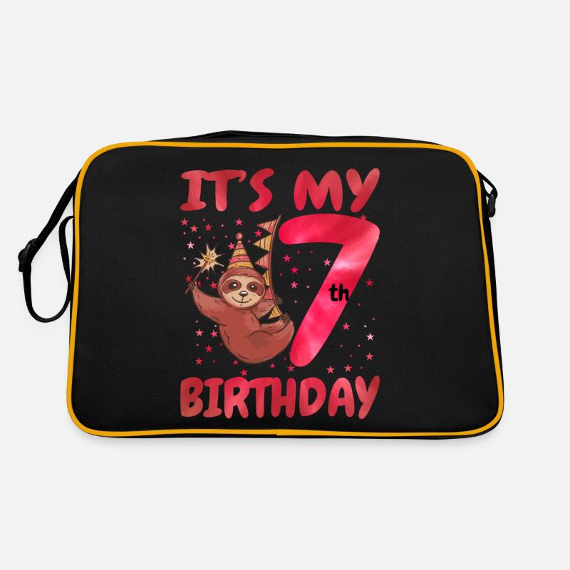 7ème anniversaire Mignon Sloth Party Hut Sur le thème Anniversaire Sac Retro