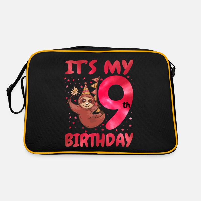 9th Birthday Cute Sloth Party Hat Theme Retro Bag