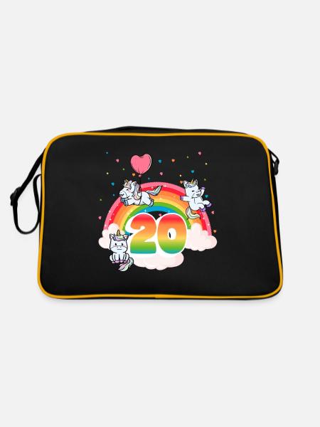 20th Birthday Rainbow Unicorn Theme - Retro Bag - black/gold - Back
