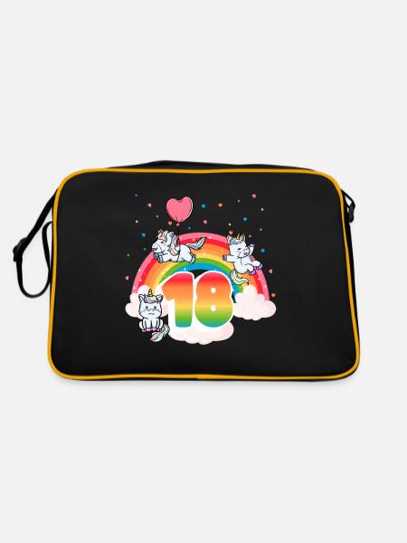 18th Birthday Rainbow Unicorn Theme - Retro Bag - black/gold - Back