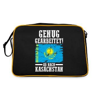 Urlaub Kasache Kasachstan - Retro Tasche - Schwarz/Gold - Hinten