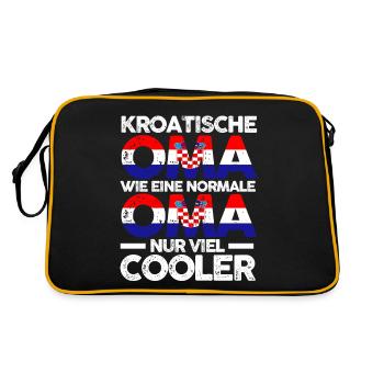 Kroatin Kroatienische Oma Kroatien - Retro Tasche - Schwarz/Gold - Hinten