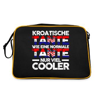 Kroatin Tante Kroatien - Retro Tasche - Schwarz/Gold - Hinten