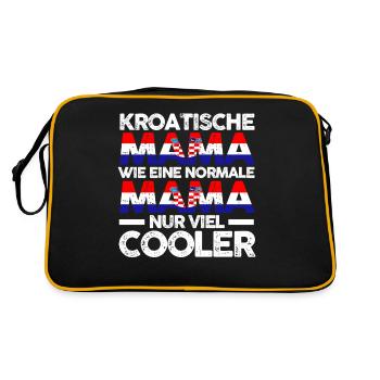Kroatin Kroatienische Mama Kroatien Mutter Polska - Retro Tasche - Schwarz/Gold - Hinten
