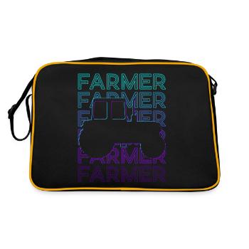 Landwirt Bauernhof Bauernhof Traktor Retro Geschen - Retro Tasche - Schwarz/Gold - Hinten
