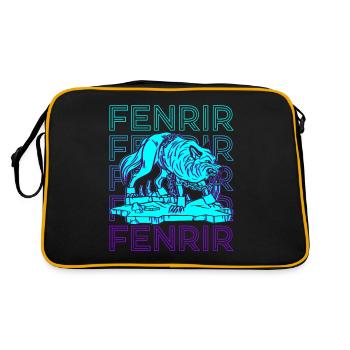 Fenrir Keltischer Wolf Wikinger Retro Geschenk - Retro Tasche - Schwarz/Gold - Hinten