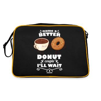 Donut Süssigkeiten Donuts Essen Bäcker Geschenk - Retro Tasche - Schwarz/Gold - Hinten