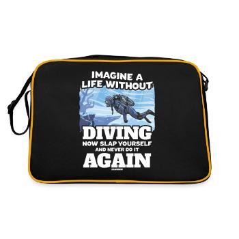 Imagine A Life Without Diving - Retro Tasche - Schwarz/Gold - Hinten