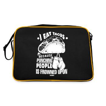 I Eat Tacos Because Punching People Is Frowned Upo - Retro Bag - black/gold - Back