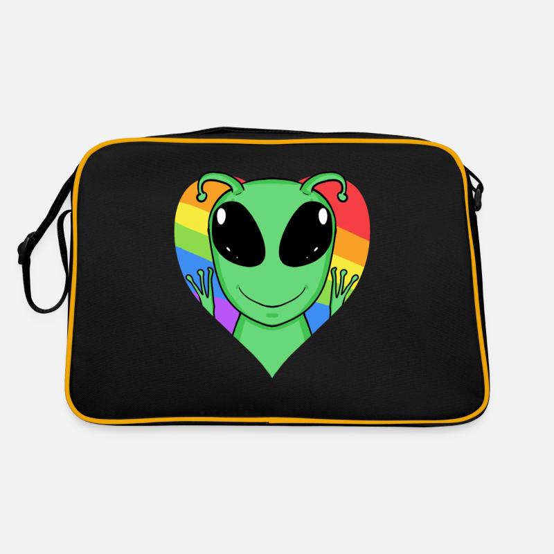 Alien Lgbt Regenbogen Farben - Retro Tasche - Schwarz/Gold