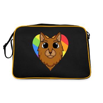 LGBT Katze Somali Regenbogen - Retro Tasche - Schwarz/Gold - Hinten