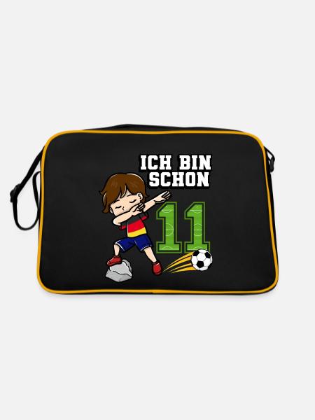 Fußball Junge Es Ist Mein 11. Geburtstag Deutsche - Retro Tasche - Schwarz/Gold