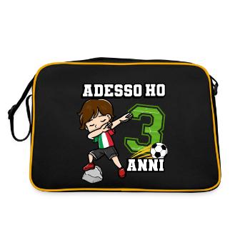 Soccer Boy It's My 3 Birthday Italienische Flagge - Retro Tasche - Schwarz/Gold - Hinten