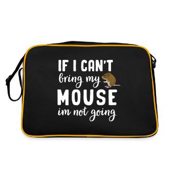 Maus Tshirt Mäuschen Herren Kinder Damen - Retro Tasche - Schwarz/Gold - Hinten