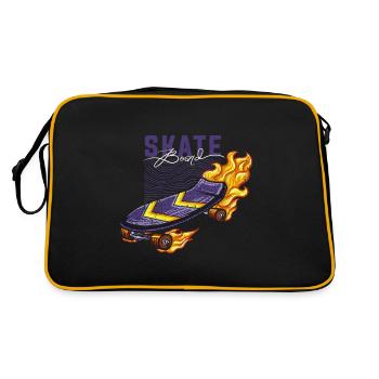 Skater Skateboard Gift Halfpipe Sk8 Ollie - Retro Bag - black/gold - Back