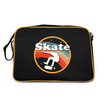 Skater Skateboard Gift Halfpipe Sk8 Ollie - Retro Bag - black/gold - Back