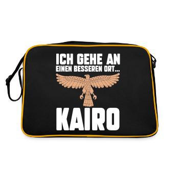 Ich gehe an einen besseren Ort Kairo - Retro Tasche - Schwarz/Gold - Hinten