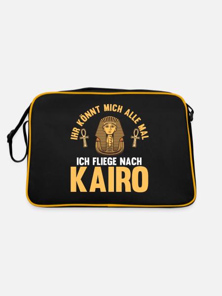 Ihr könnt mich alle mal ich fliege nach Kairo - Retro Tasche - Schwarz/Gold - Hinten