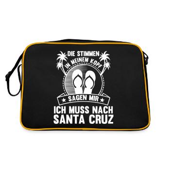 Die Stimmen in meinem Kopf sagen mir ich muss nach - Retro Tasche - Schwarz/Gold - Hinten
