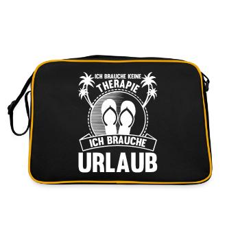 Ich brauche keine Therapie ich brauche Urlaub - Retro Tasche - Schwarz/Gold - Hinten