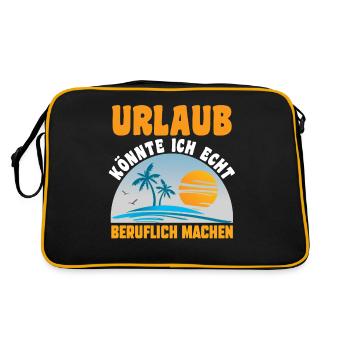 Urlaub könnte ich echt beruflich machen - Retro Tasche - Schwarz/Gold - Hinten