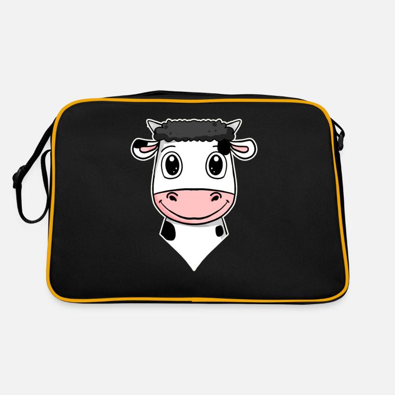 Kuh - Retro Tasche - Schwarz/Gold