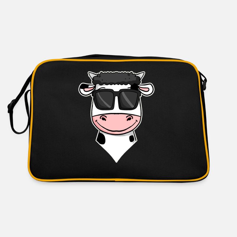 cool cow with sunglasses Retro Bag