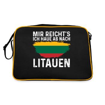 Litauen Litauer Litauisches - Retro Tasche - Schwarz/Gold - Hinten