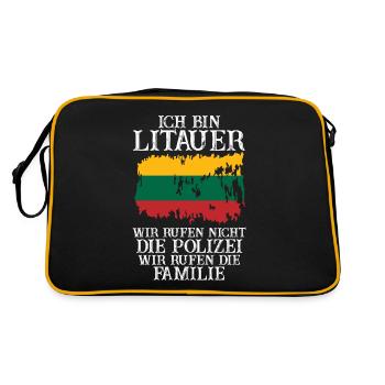 Litauen Litauer Litauisches - Retro Tasche - Schwarz/Gold - Hinten