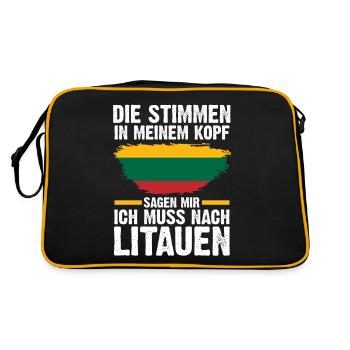 Litauen Litauer Litauisches - Retro Tasche - Schwarz/Gold - Hinten