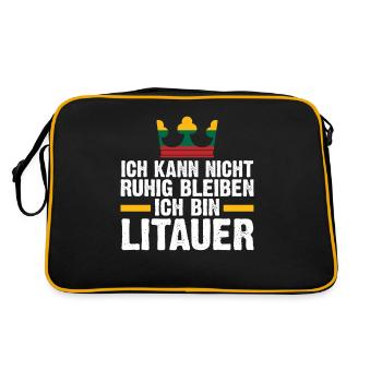 Litauen Litauer Litauisches - Retro Tasche - Schwarz/Gold - Hinten