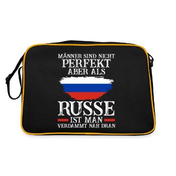 Russland Russen Russisches - Retro Tasche - Schwarz/Gold - Hinten
