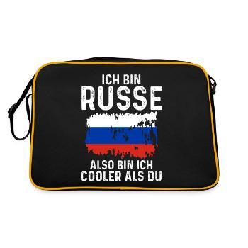 Russland Russen Russisches - Retro Tasche - Schwarz/Gold - Hinten