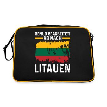 Urlaub Litauer Litauen - Retro Tasche - Schwarz/Gold - Hinten