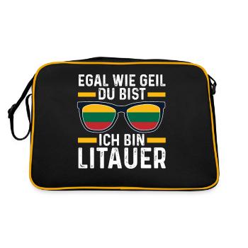 Litauer Litauisches Litauen - Retro Tasche - Schwarz/Gold - Hinten