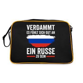 Russland Russen Russisches - Retro Tasche - Schwarz/Gold - Hinten