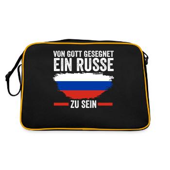 Russland Russen Russisches - Retro Tasche - Schwarz/Gold - Hinten