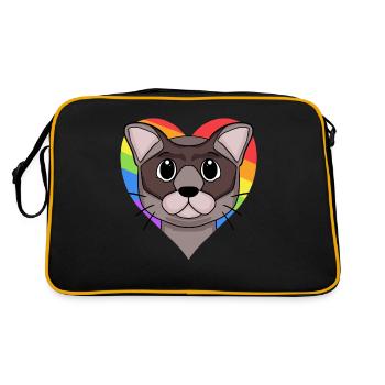 Burma Cat Rainbow Heart - Retro Bag - black/gold - Back