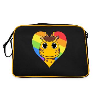 Giraffe LGBT Regenbogen Farben - Retro Tasche - Schwarz/Gold - Hinten