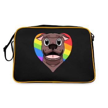 LGBT Dog American Pit Bull Terrier Rainbow - Retro Bag - black/gold - Back