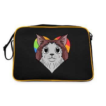 LGBT Katze Maine Coon Regenbogen - Retro Tasche - Schwarz/Gold - Hinten