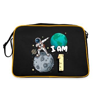Ich Bin 1 Raum Astronaut Kind Moon Walker 1. - Retro Tasche - Schwarz/Gold - Hinten