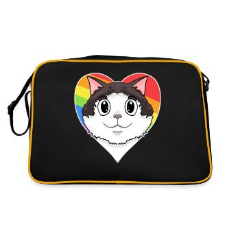 Ragdoll Katze - Regenbogen Herz - Retro Tasche - Schwarz/Gold - Hinten